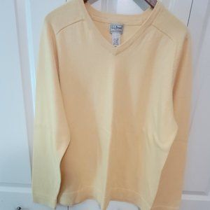 LL Bean Cotton & Cashmere Yellow V-Neck.  Size Xl-Reg. EEUC.